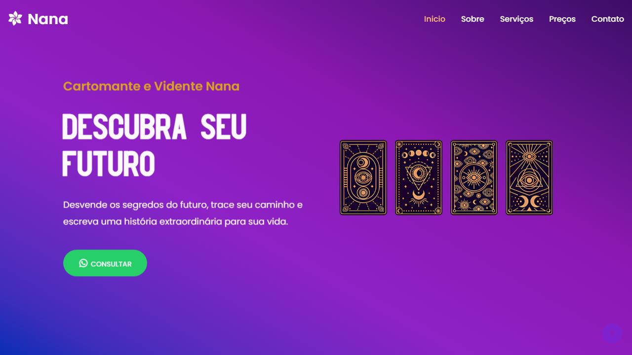 Página do site Nana Consultas